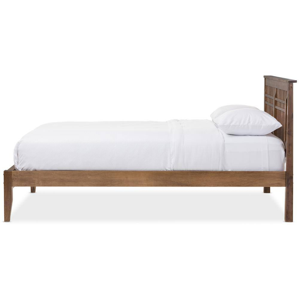 Wholesale Interiors Loafey Mid-Century Modern King Size Platform Bed with Tapered Legs, Walnut
