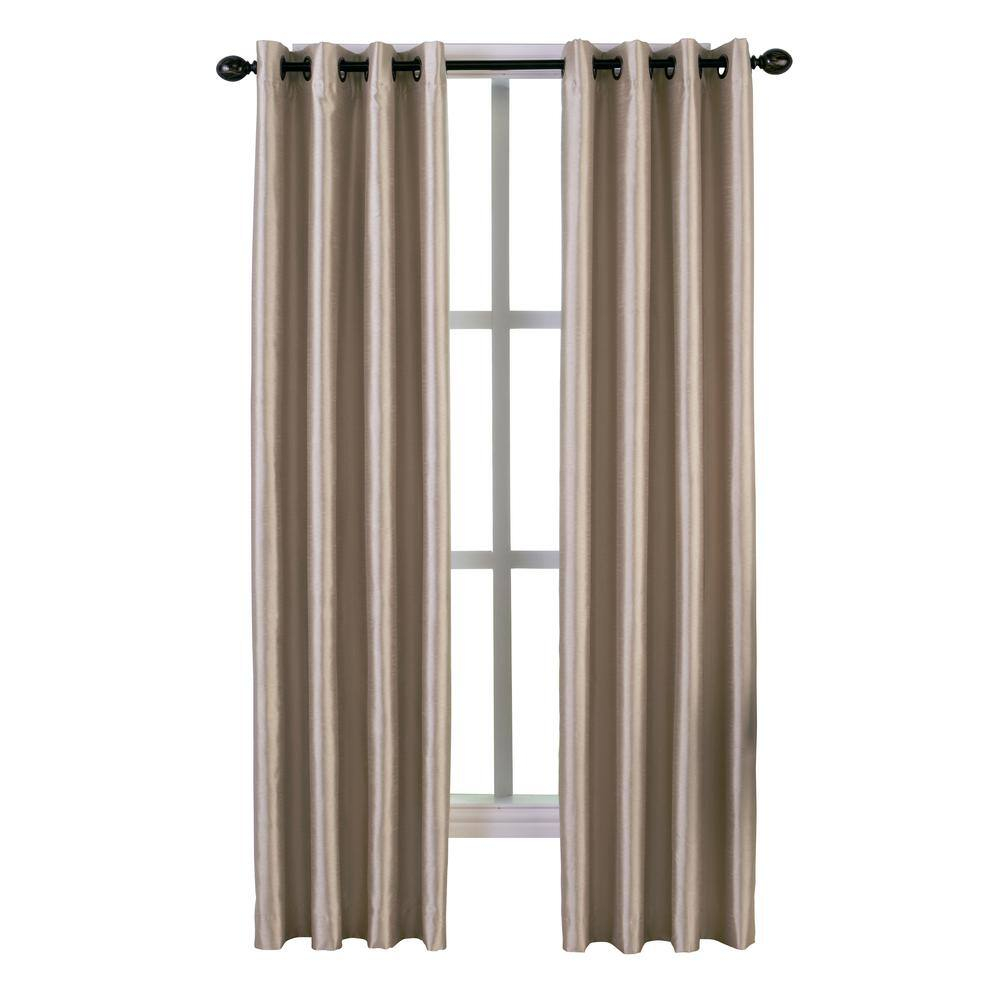 Curtainworks Malta Indoor Curtain, Polyester Room Darkening Faux Silk Grommet Single Panel, Sand, 50" x 84"