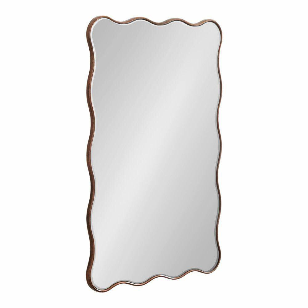 Kate and Laurel Viona Modern Scalloped Rectangle Mirror, 24 x 36, Bronze, Decorative Bathroom Mirror for Over Sink with Unique Rippled Edge for Wavy Wall Decor Accent