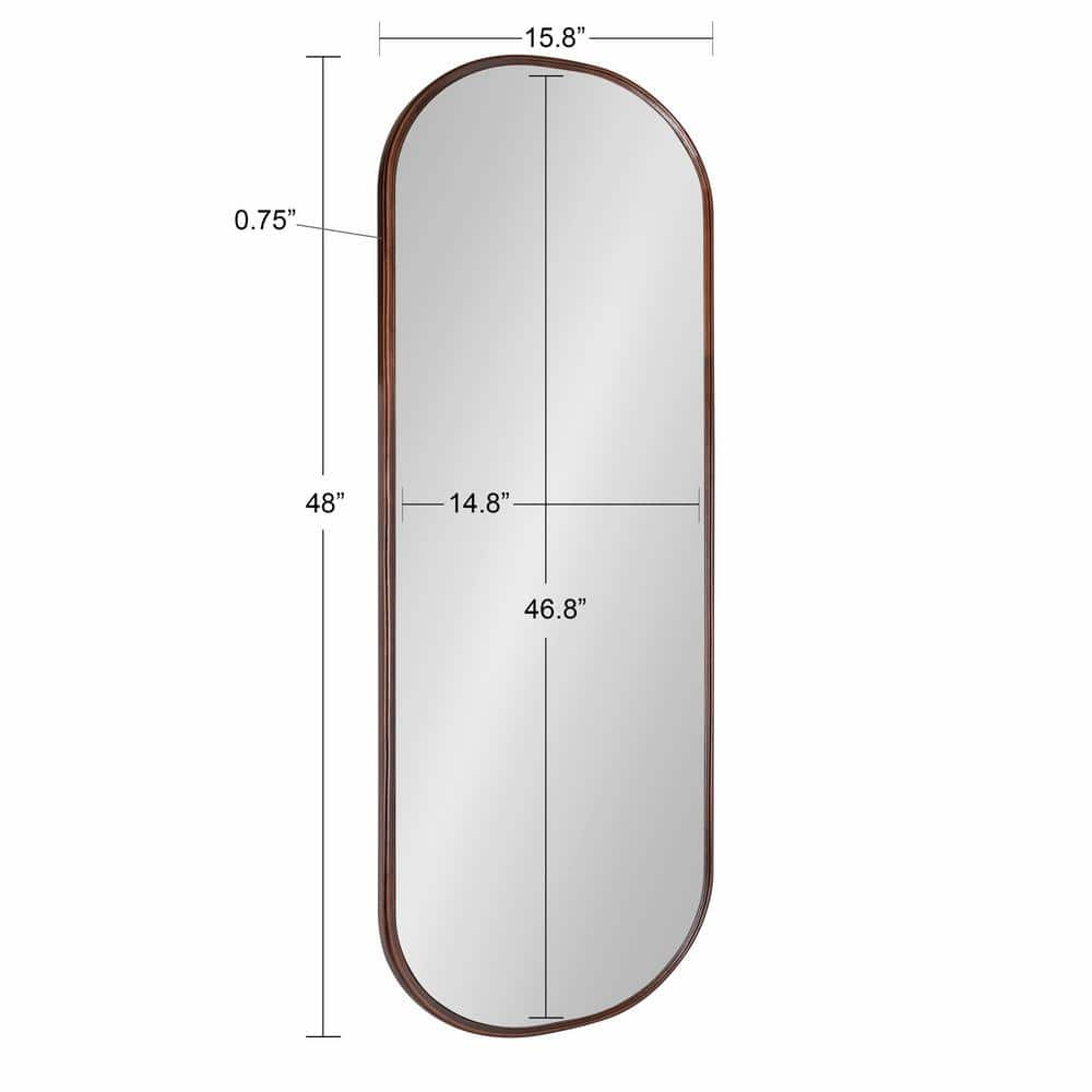 Kate and Laurel Caskill Modern Framed Capsule Mirror, 16 x 48, Bronze, Decorative Oval Accent Mirror for Wall
