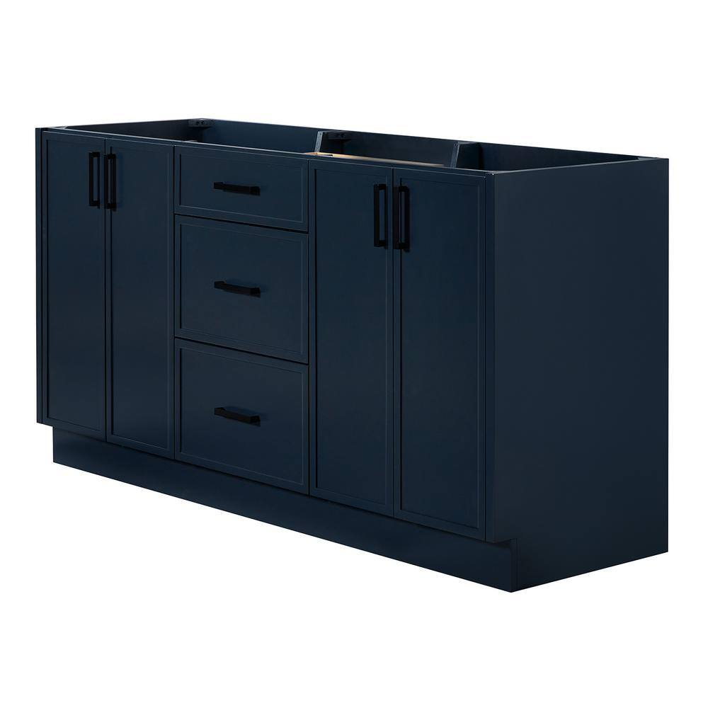 Midnight Blue 66" Freestanding Double Sink Wood Vanity Cabinet
