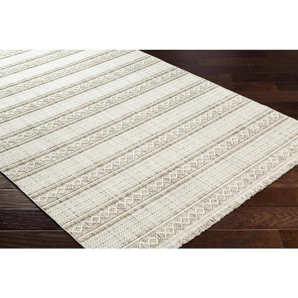 New Delhi Textured Stripe Gray Synthetic 7'9" x 10' Area Rug