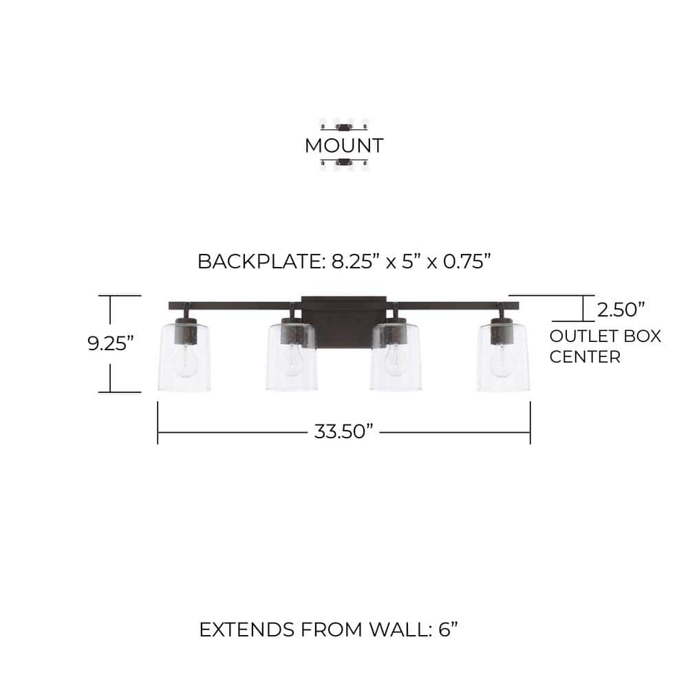 Capital Lighting 128541-449 Greyson 4 Light 34" Wide Bathroom Vanity Light - Bronze