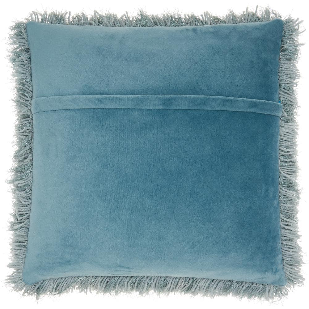 Nourison Shag Solid Celadon Decorative Throw Pillow , 20" x 20"