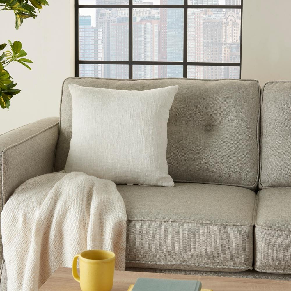 Mina Victory Life Styles Solid Woven Cotton Throw Pillow in White