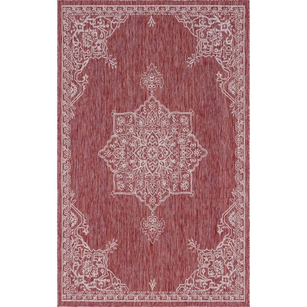 Rust Red Antique Outdoor 9 ft. x 12 ft. Area Rug