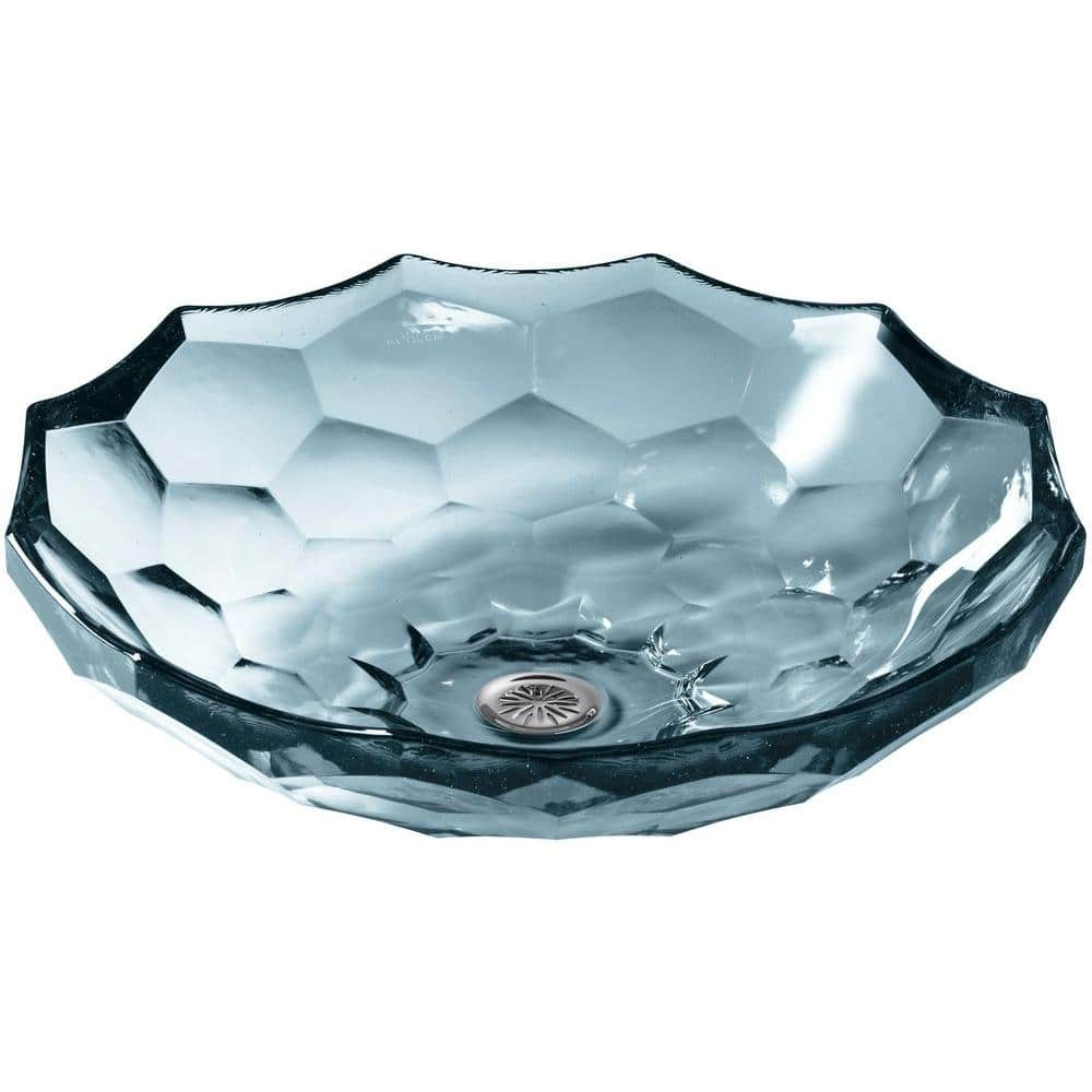 Kohler Briolette, Artist Editions Oval Faceted Glass Bathroom Vessel Sink