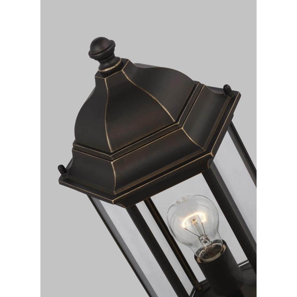 Antique Bronze Outdoor Post Lantern with Clear Glass Shade