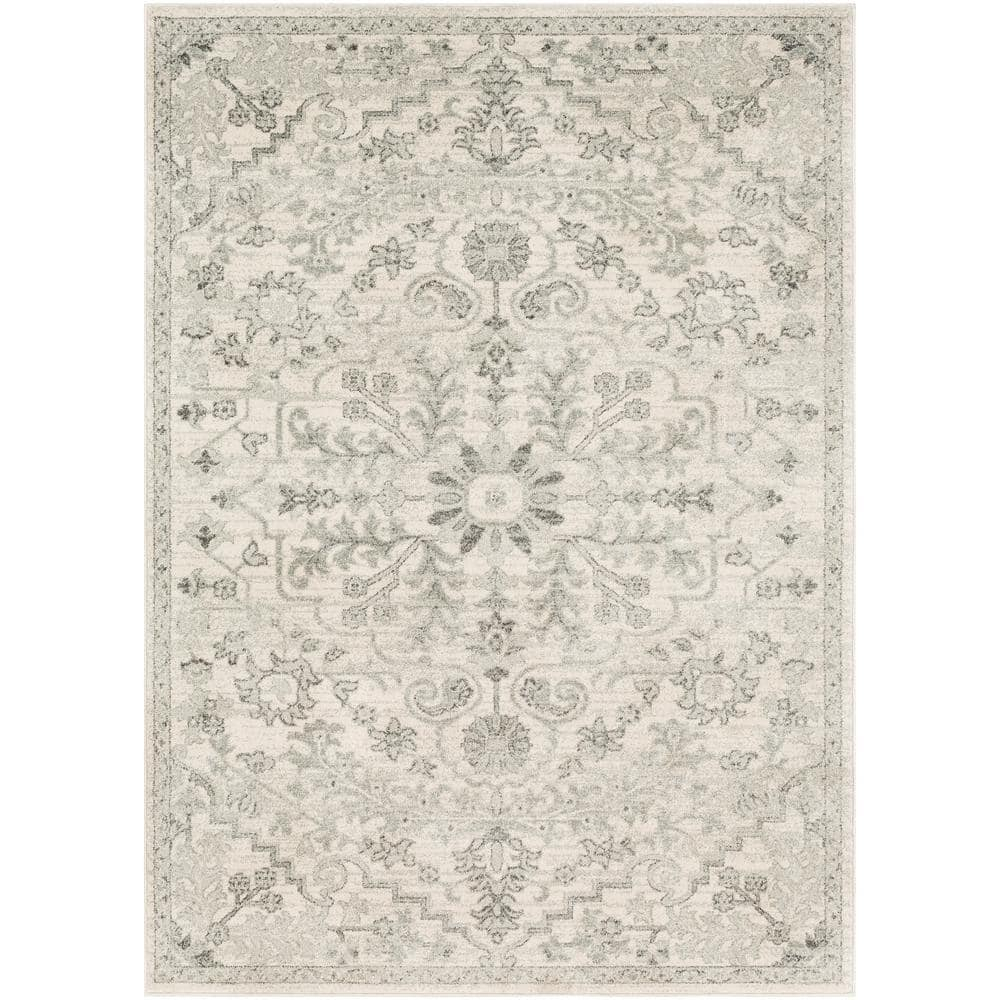 Livabliss Harput Vintage Medallion Area Rug,2' x 2'11",Light Grey