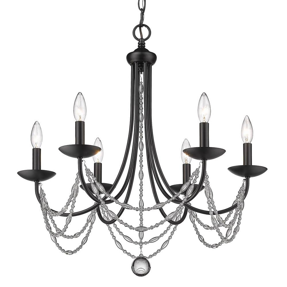 Golden Lighting Mirabella 6-Light Chandelier in Matte Black