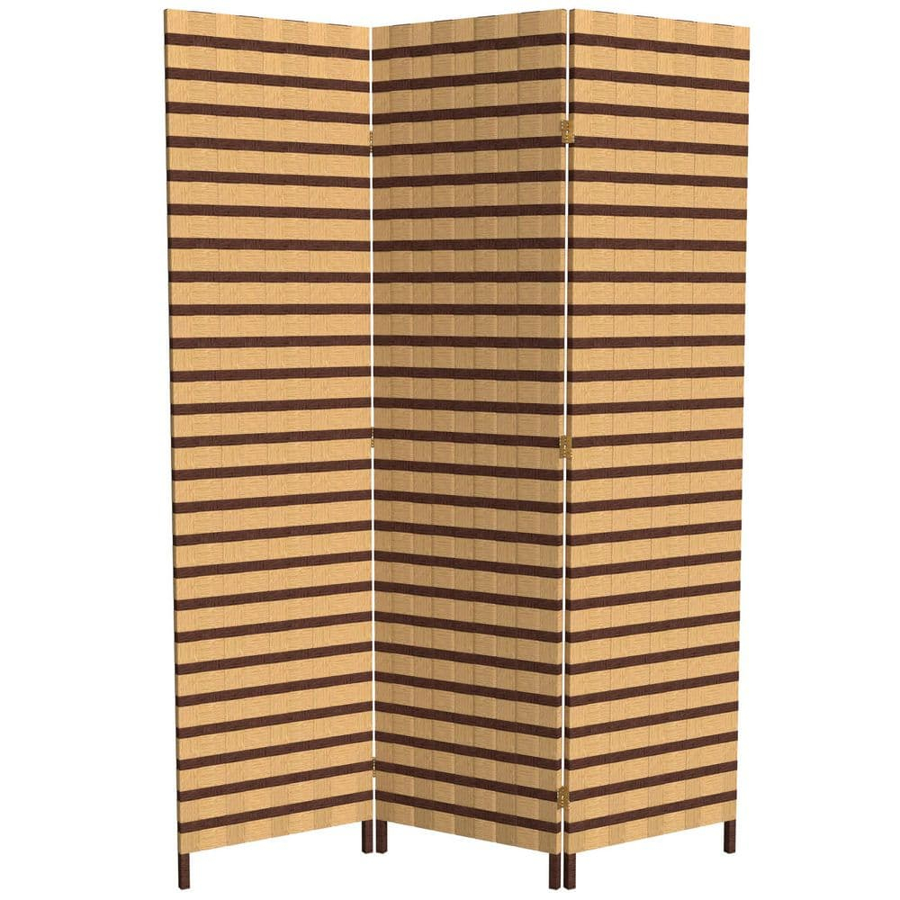 Oriental Furniture 6 ft. Tall Two Tone Natural Fiber Room Divider - 3 Panel