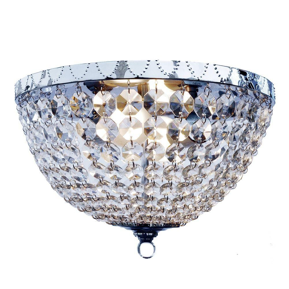 Elegant Designs Victoria Crystal Rain Drop Ceiling Light Flushmount - Chrome