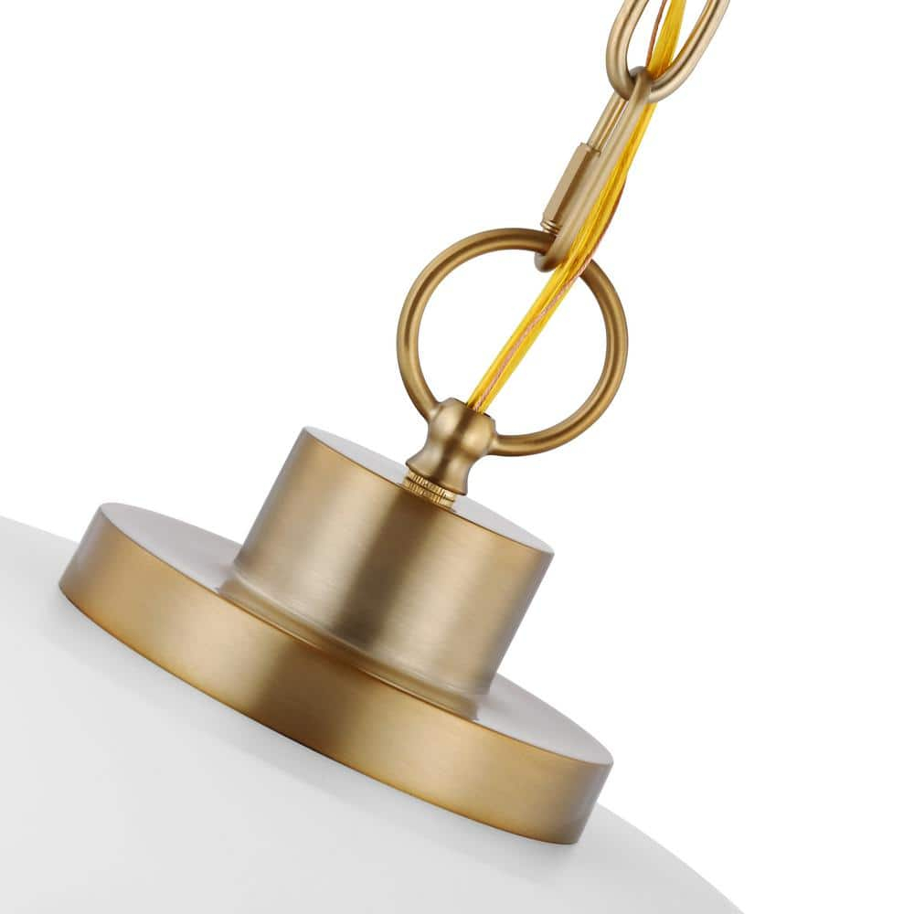 Nuvo Lighting Colony 1 Light Medium Pendant Matte White with Burnished Brass