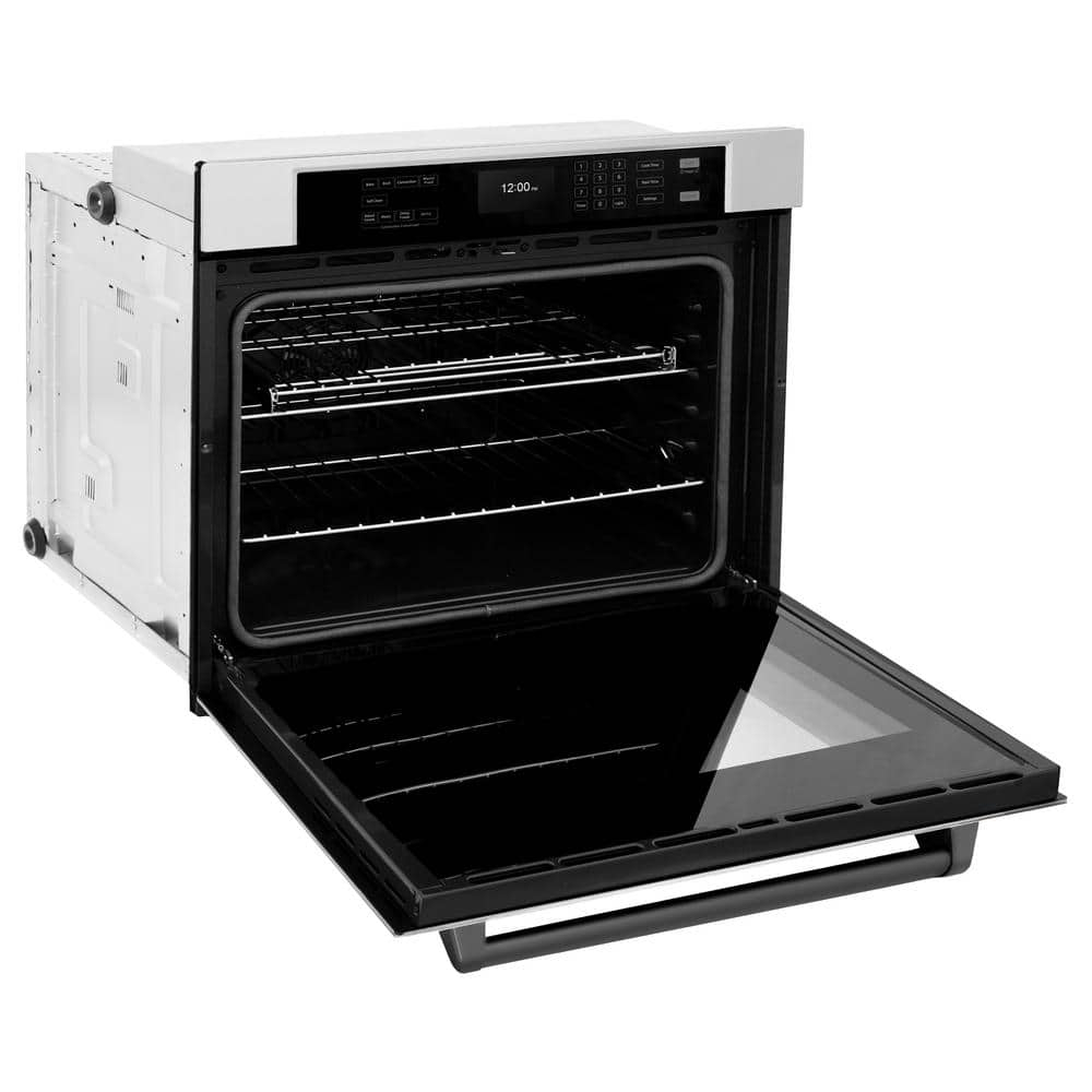 30-inch Stainless Steel Single Wall Oven with Matte Black Handle