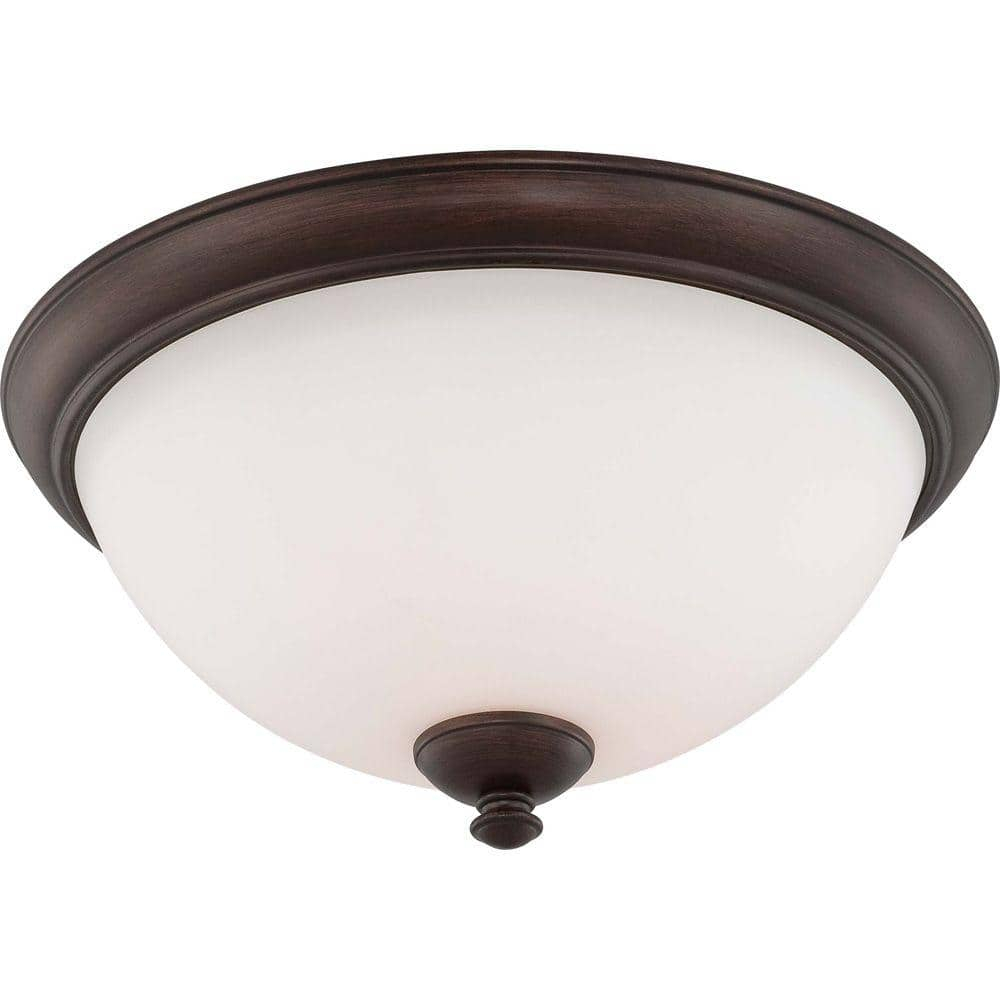 Prairie Bronze 15.75" Frosted Glass Flush Dome Light