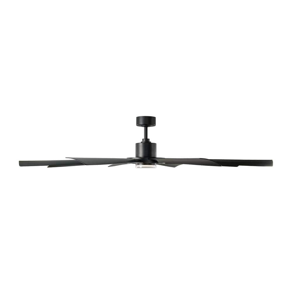 Aura 72" Matte Black Smart Ceiling Fan with Frosted Acrylic Diffuser