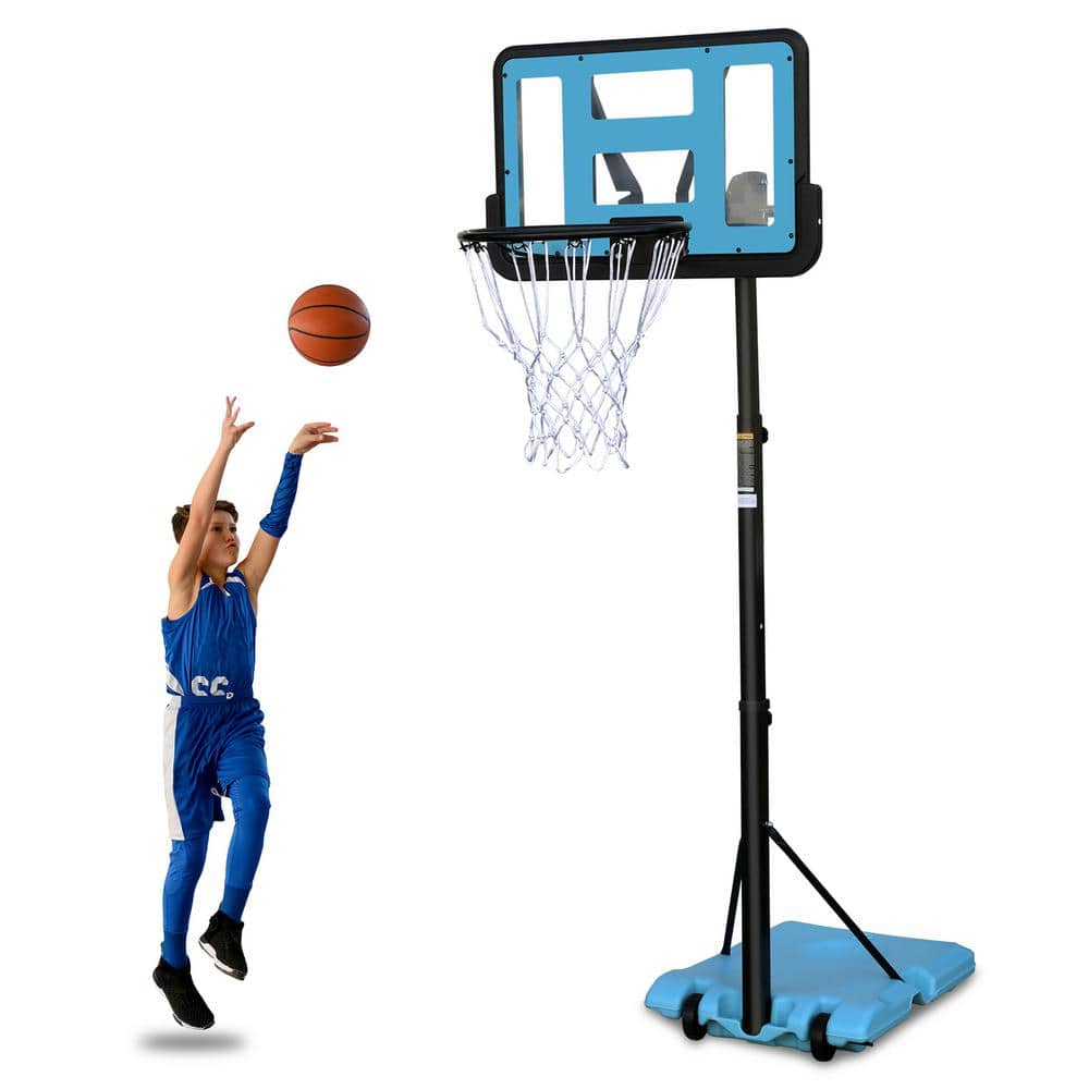 Adjustable Portable Basketball Hoop with Polycarbonate Backboard, 44 Inches, Blue