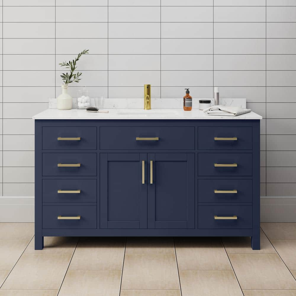 Beckett 60" Freestanding Single Bathroom Vanity with Cultured Marble Top