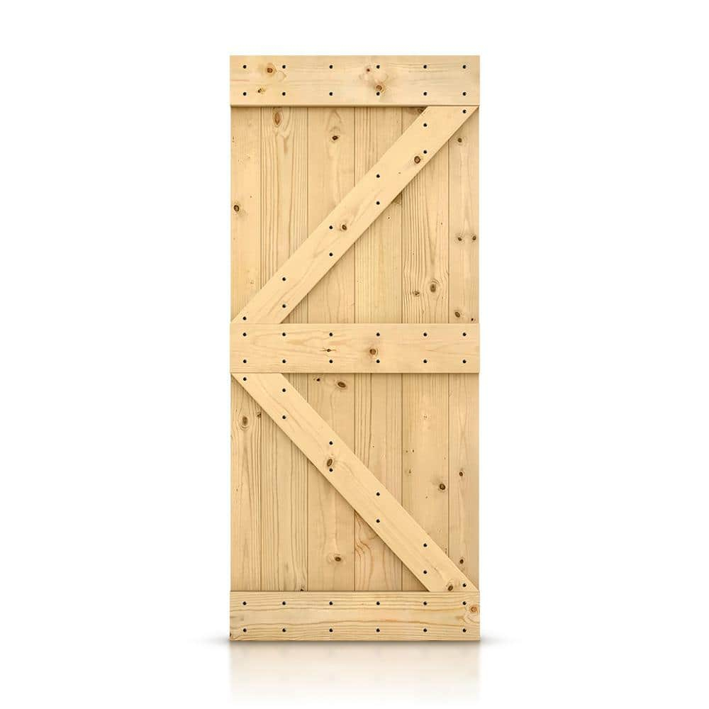 CALHOME 36 in. x 84 in. Unfinished Knotty Pine K Shape Sliding Interior Barn Door Slab