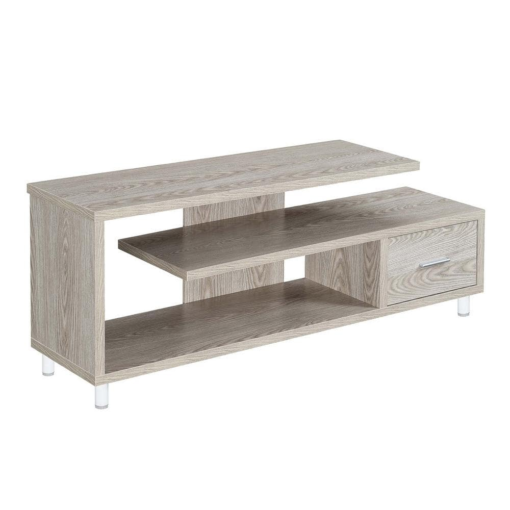 Convenience Concepts Seal II 1 Drawer 65 inch TV Stand with Shelves, Ice White