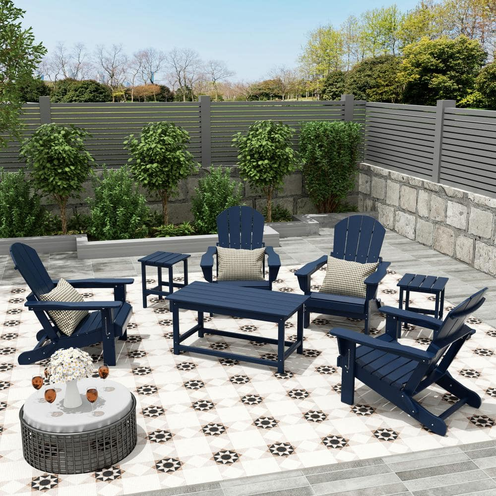 Polytrends  Laguna Hdpe All Weather Outdoor Patio Coffee And Side Tables (3-Piece Set) Navy Blue