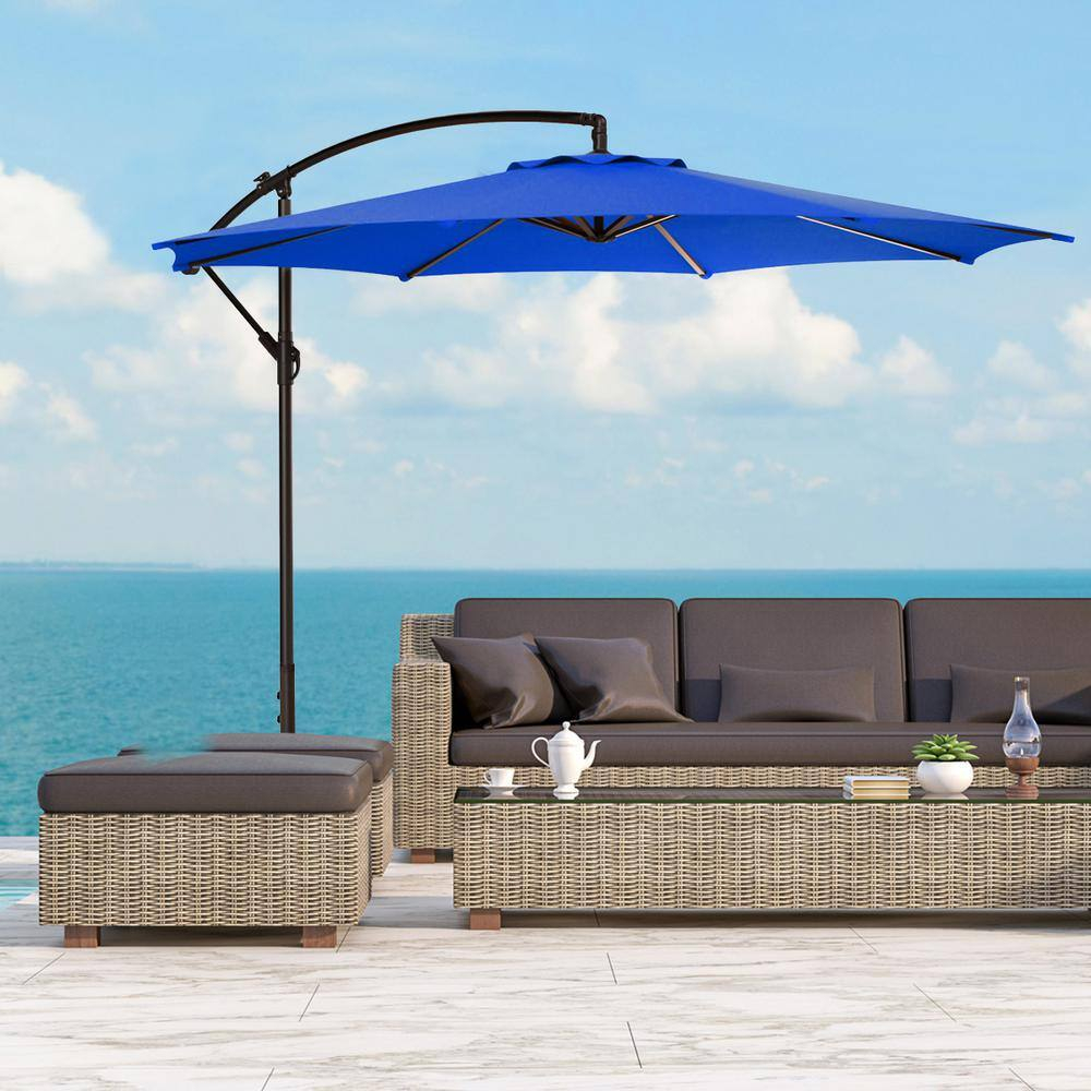 Polytrends Weller 10-foot Offset Cantilever Hanging Patio Umbrella Royal Blue