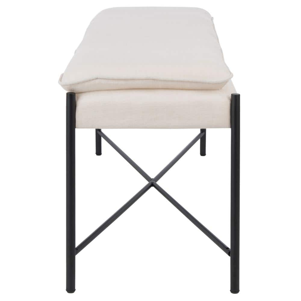 SAFAVIEH Kara Cushioned X Bench Light Beige / Black
