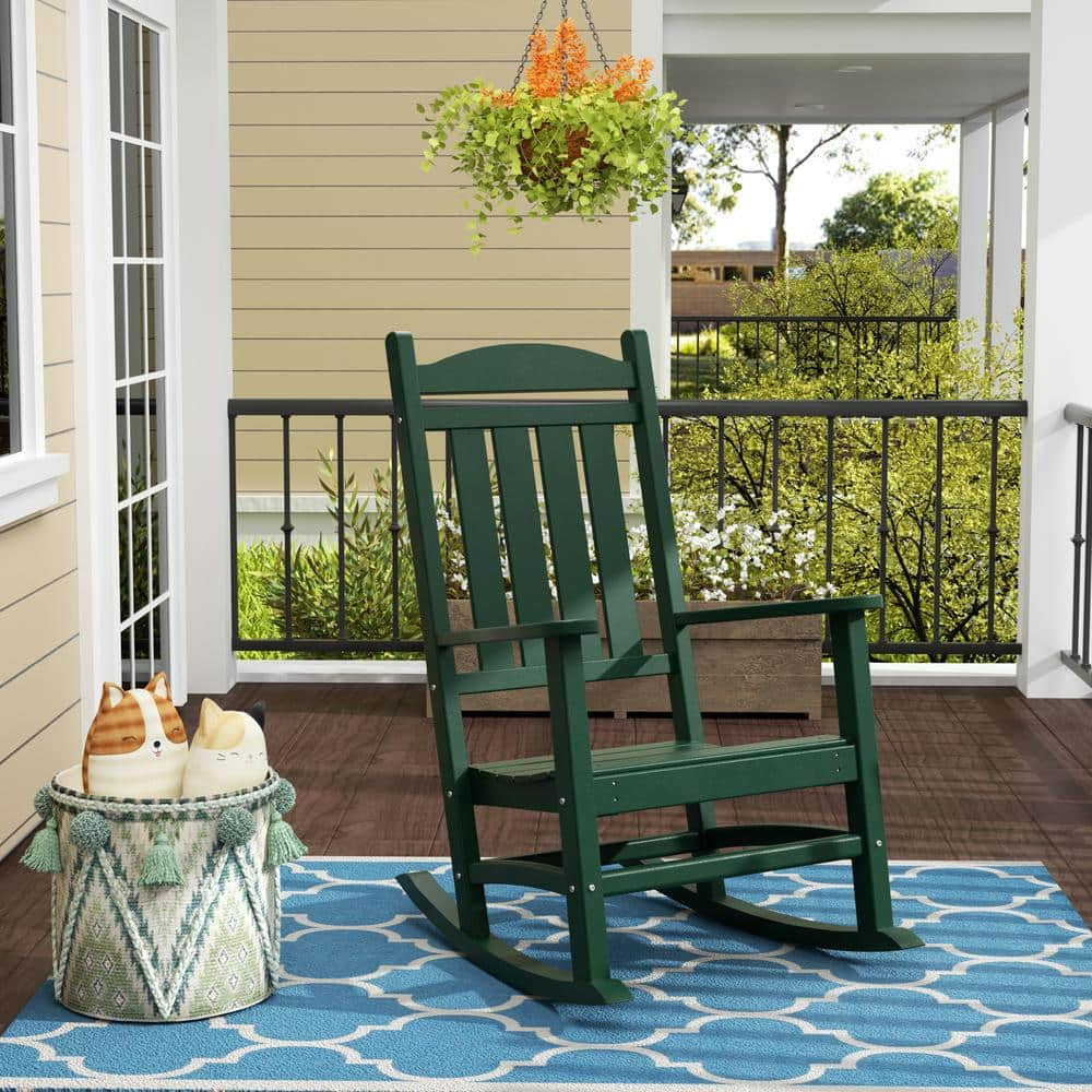 Polytrends  Laguna Hdpe All Weather Outdoor Patio Rocking Chair Dark Green