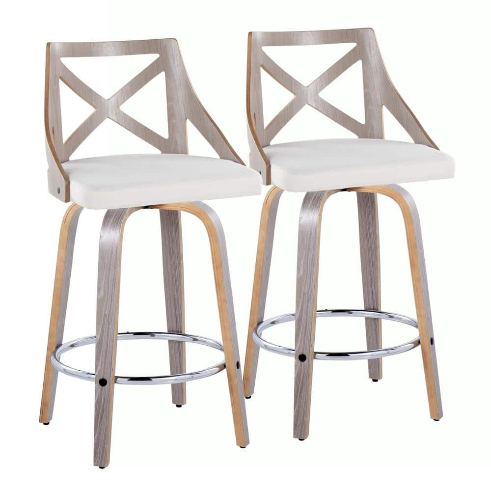 LumiSource Grey Charlotte 26" Fixed-Height Counter Stool - Set of 2