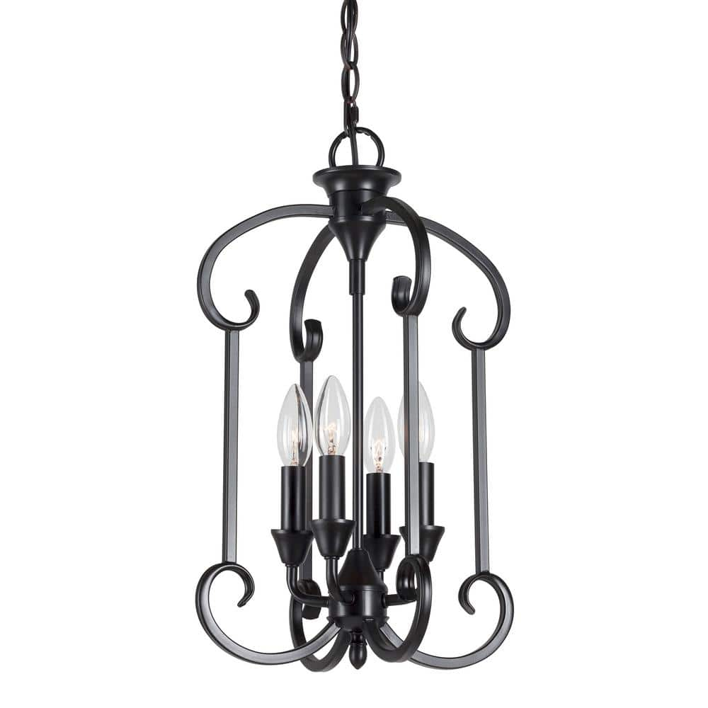 Forte Lighting 7000-04 Ione 4 Light 12" Wide Pillar Candle Pendant - Black