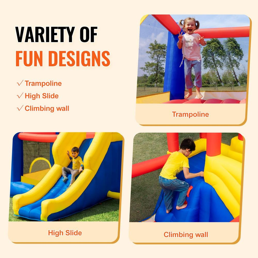VEVOR Play House for Kids Ages 4-8, Kids Indoor Playground, Bounce House with Slide, Blower and Storage Bag, Family Backyard Birthday Party Gifts for Boys, 134x102x91 inch