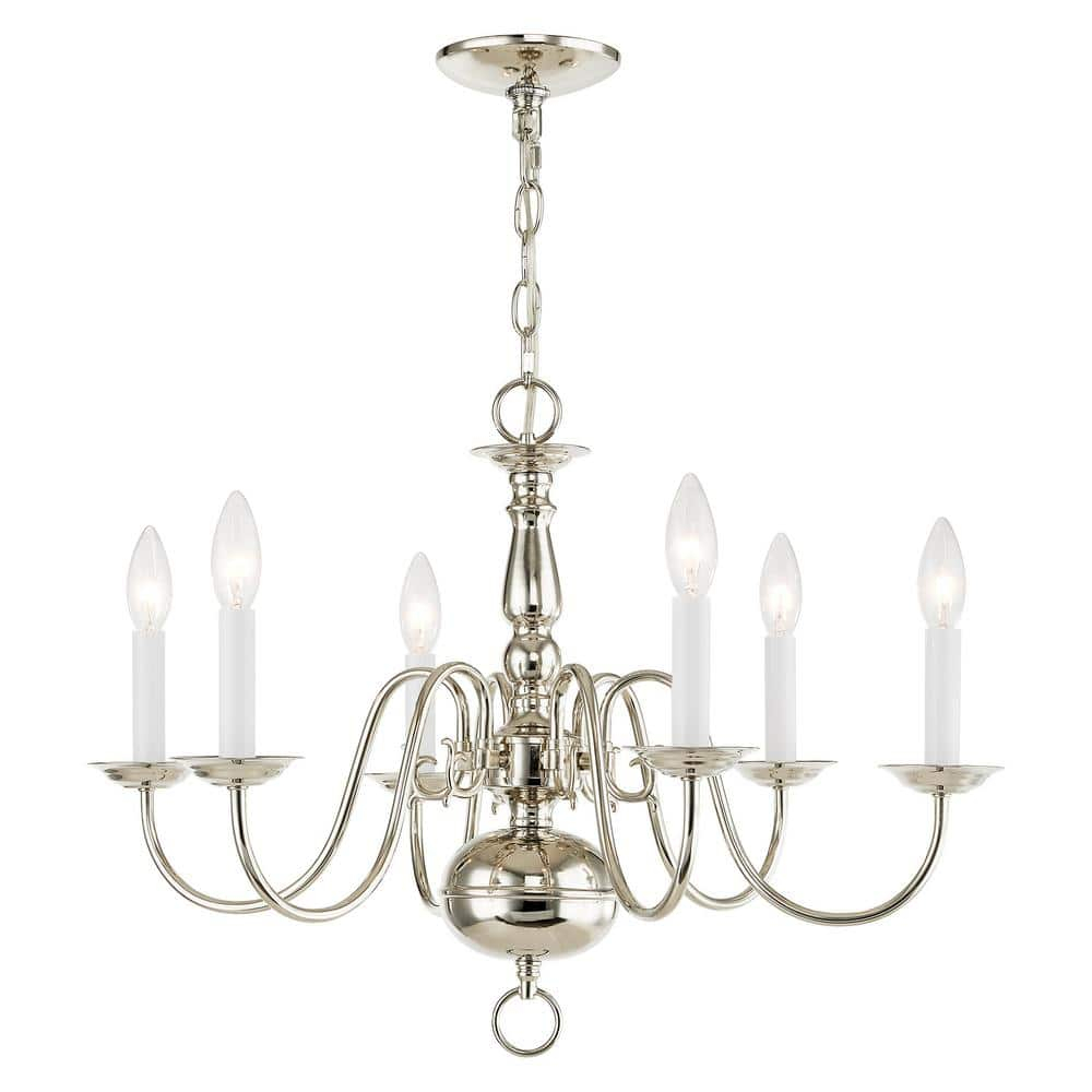 Livex Lighting Williamsburgh Chandelier in Polished Nickel