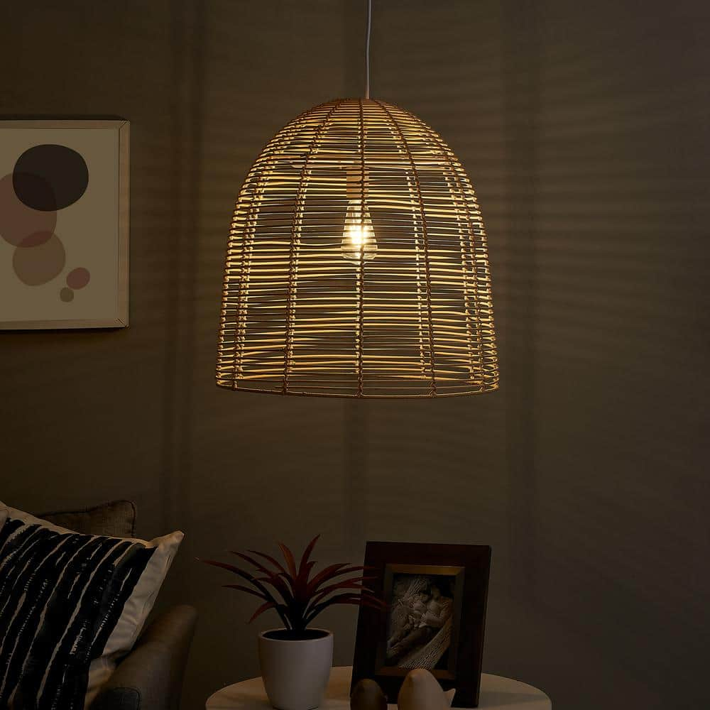 SEI Furniture Formosa Coastal Rattan Cage Pendant Lamp in Natural