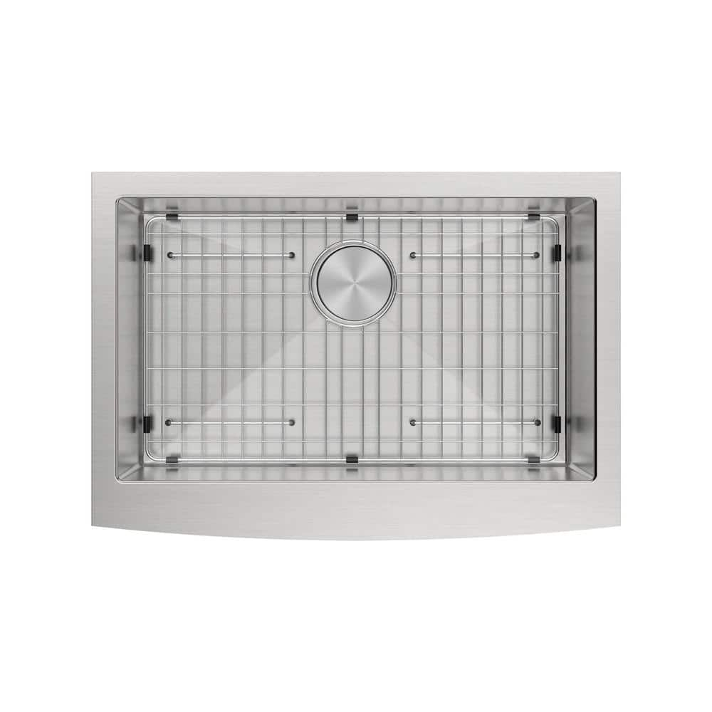 Prato 30 in. Single Bowl Farmhouse Curved Apron Front Stainless Steel Kitchen Sink 16-Gauge
