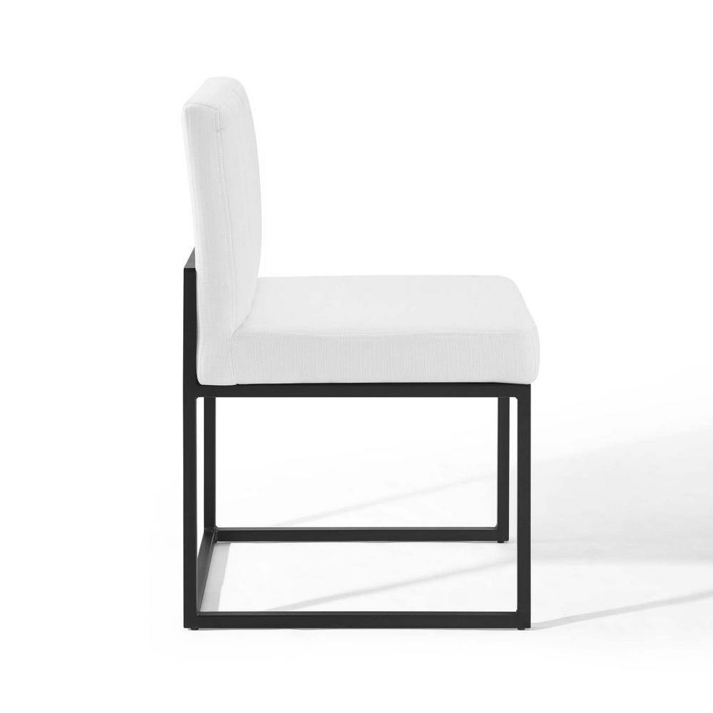 Modway Carriage 19" Channel Tufted Sled Base Fabric Dining Chair in Black/White