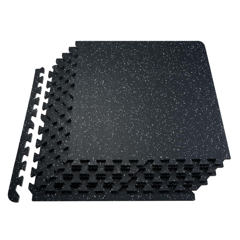 VEVOR 6PCS 0.56 inch Thick Gym Floor Mats, 25" x 25" EVA Foam & Rubber Top Interlocking Workout Floor Mats with 24 sq.ft Coverage, Waterproof Exercise Puzzle Flooring for Gym, Home, Garage, Basement