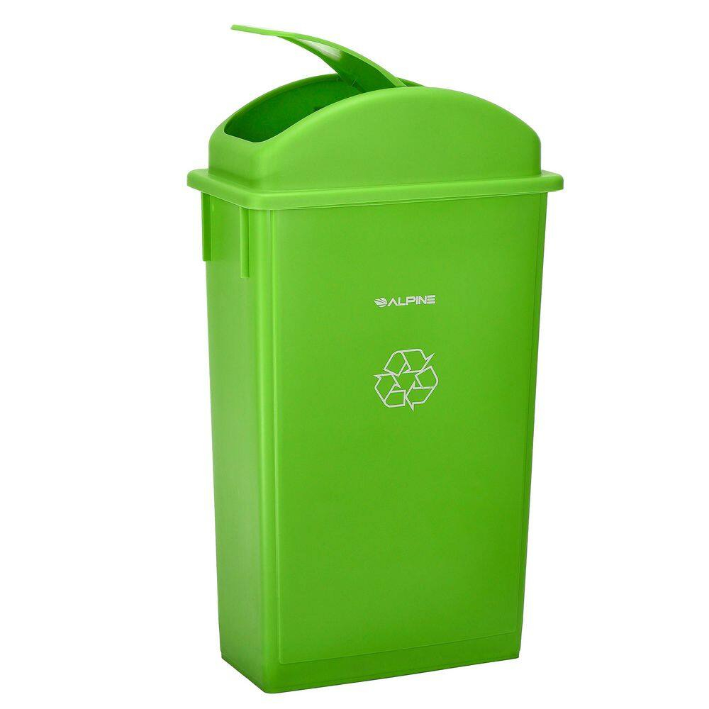 Alpine Industries Polypropylene Commercial Indoor Trash Can with Swing Lid 23-Gallon Lime Green
