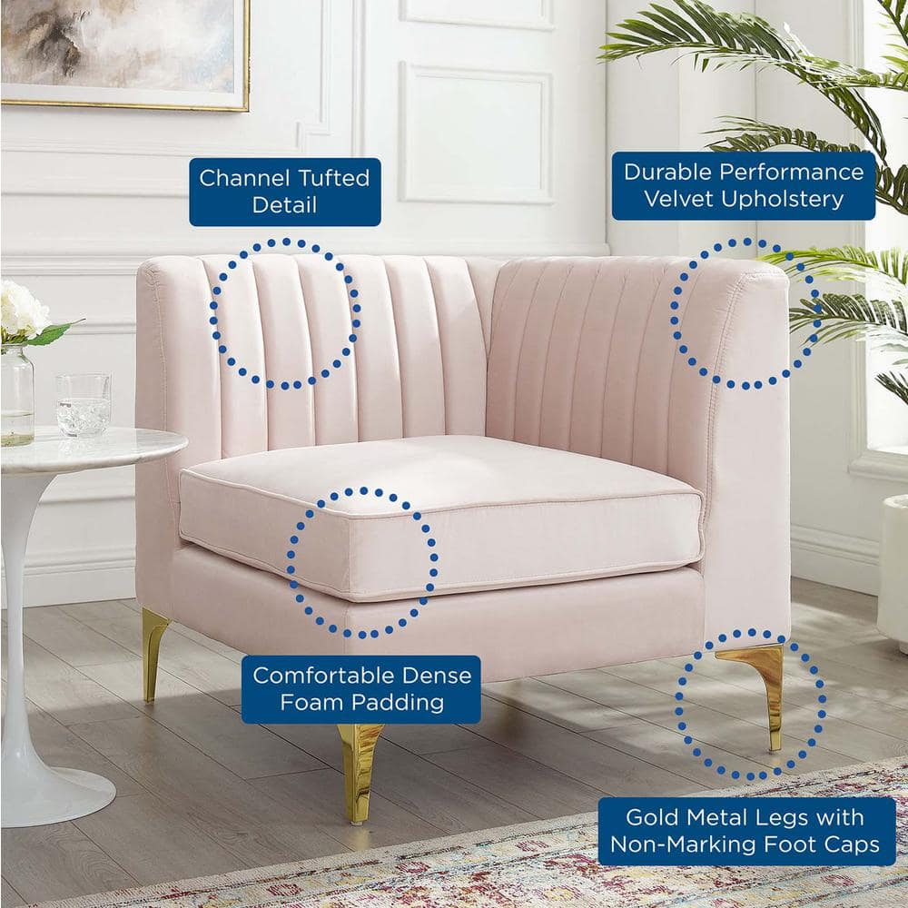 Modway Triumph Channel Tufted Performance Velvet Sectional Sofa Corner Chair
