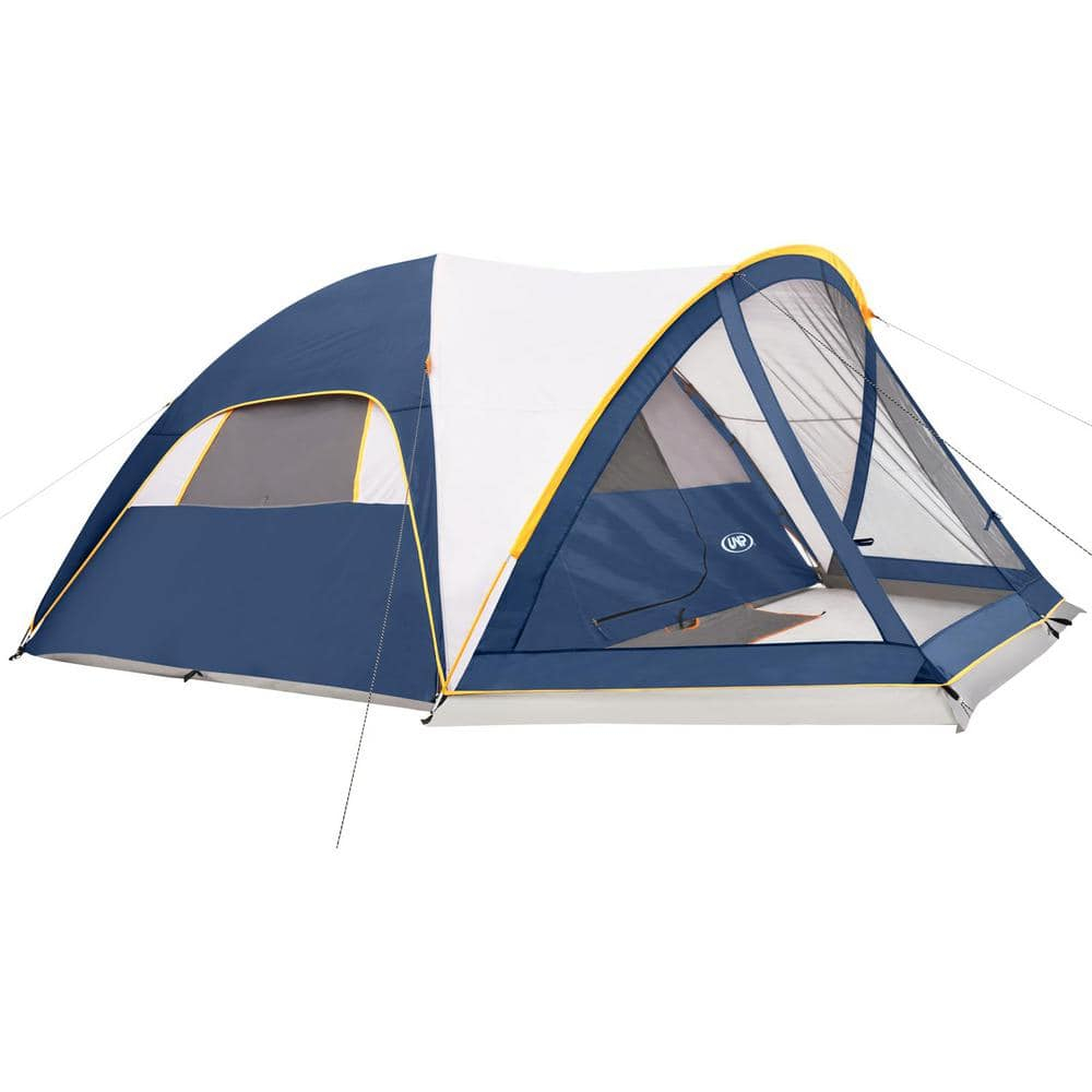 UNP Camping Tent with Screen Room, Portable 6 Person Camping Tent with Screen Porch, Family Dome Tent for Camping Outdoor - 14'x11'x72''(H)