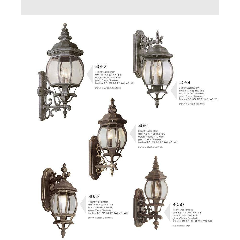 Francisco 29.5 in. 4-Light Rust Coach Outdoor Wall Light Fixture with Clear Glass