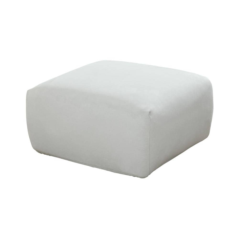 SureFit Ultimate Stretch Suede Square Ottoman Slipcover with Elastic Bottom, Single Light Gray Ottoman Cover
