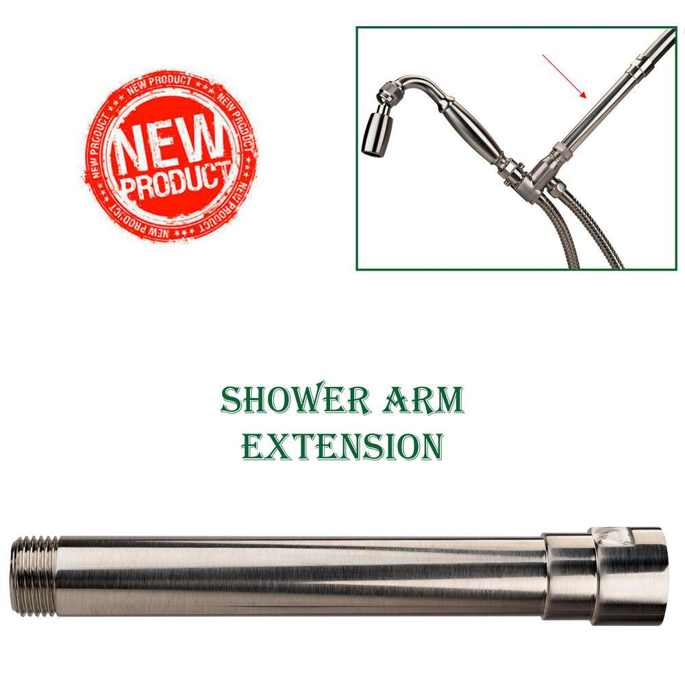Exclusive 6 in. Solid Metal Shower Arm Extension in Brushed Nickel