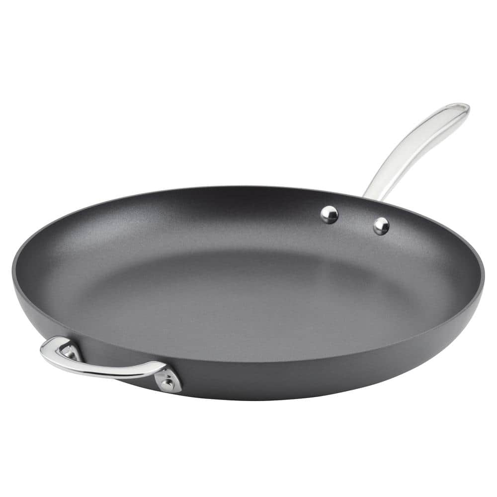 Rachael Ray Hard Anodized 14 inch Nonstick Frying Pan with Helper Handle, Gray