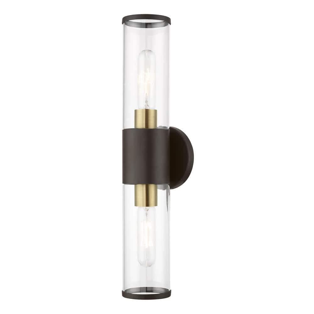 Livex Lighting Banca 2-Light Metal & Glass ADA Vanity Sconce in Bronze