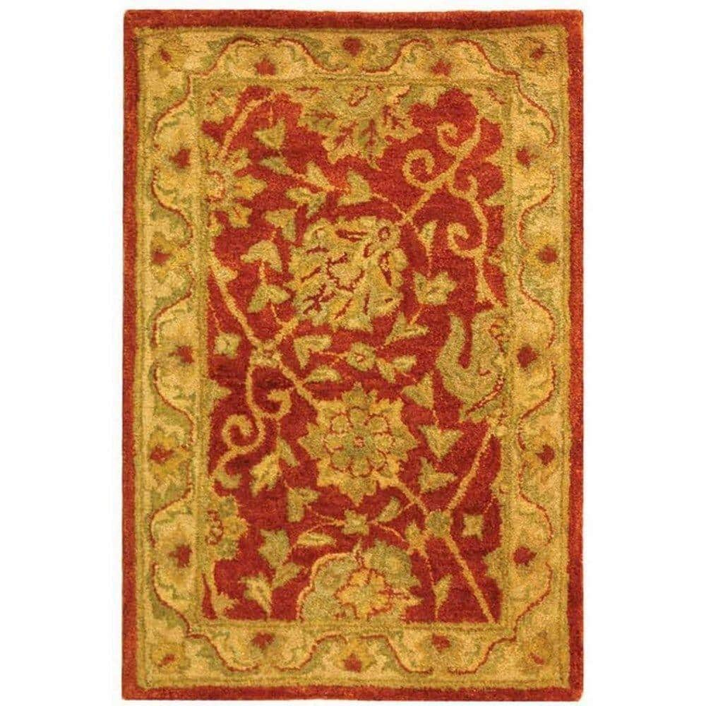 SAFAVIEH Antiquity Lilibeth Traditional Floral Wool Area Rug, Rust, 2' x 3'