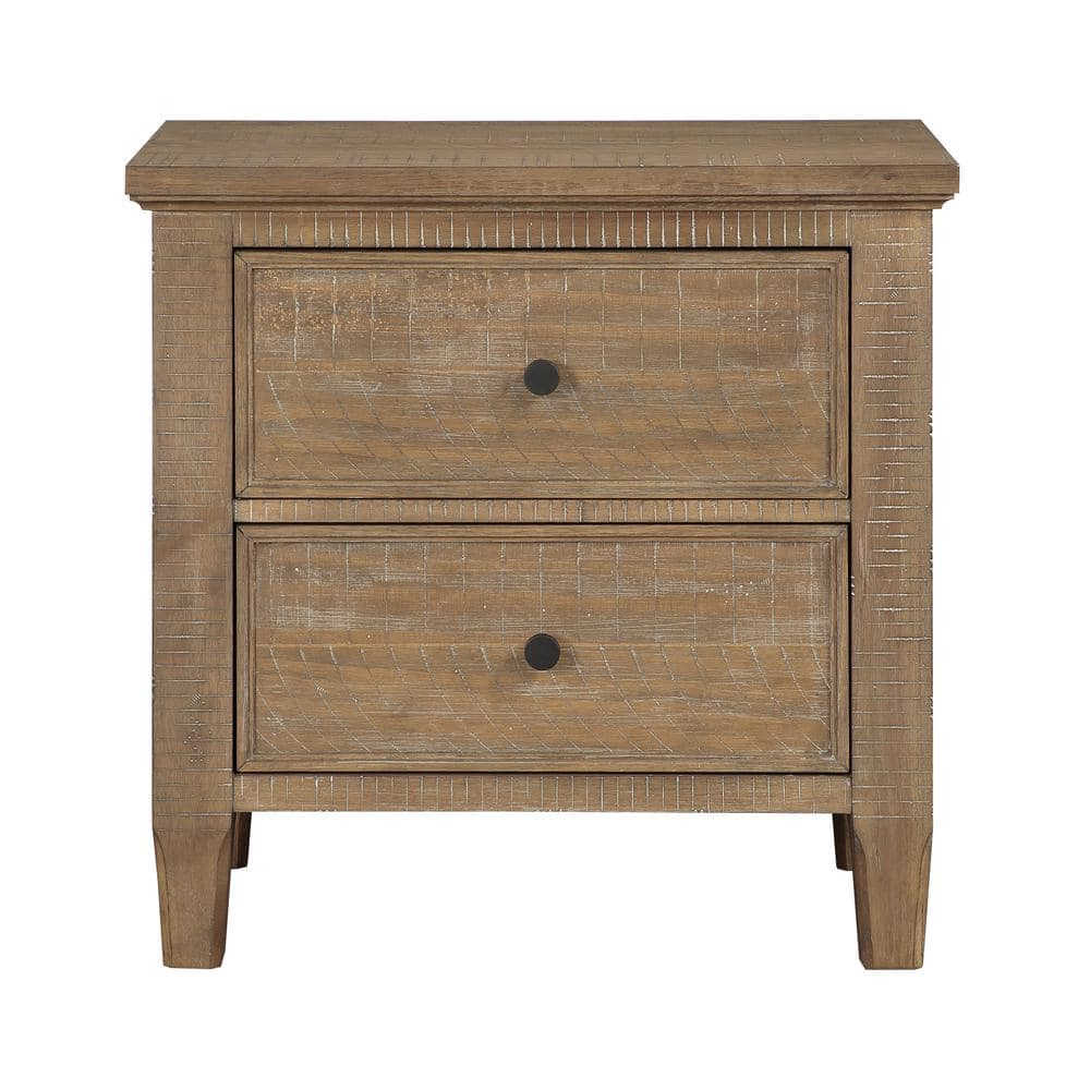 Steve Silver Riverdale Rustic Modern Nightstand with Two Drawers, Driftwood