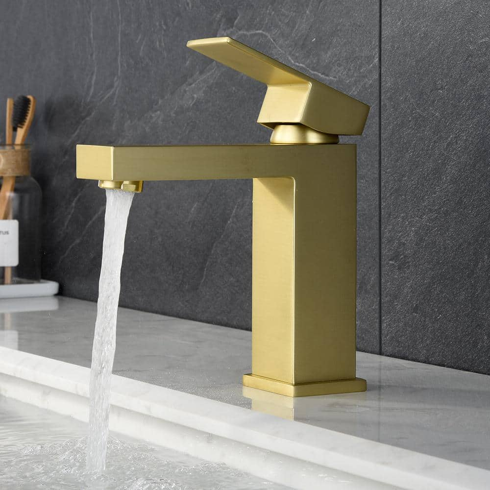 Brushed Gold Vessel Sink Faucet Bathroom Tall Faucet Single Handle