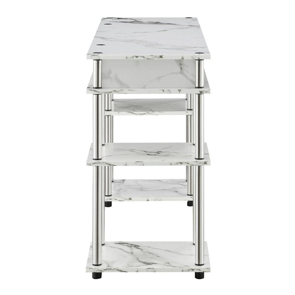 Convenience Concepts Designs2Go Student Desk with Shelves, White Faux Marble, All Ages - 30" Height