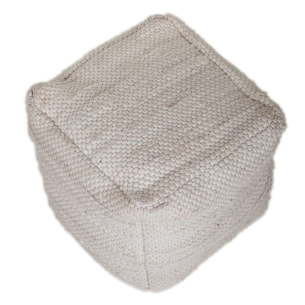 16 x 16 x 16 in. Chic Chunky White Textured Pouf