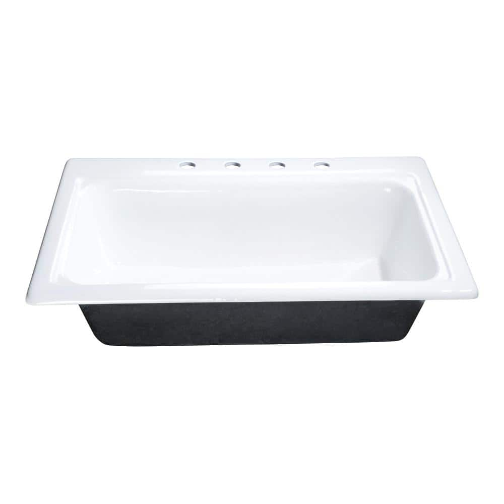 Kingston Brass Towne 33-Inch Cast Iron Self-Rimming Single Bowl Drop-In Kitchen Sink